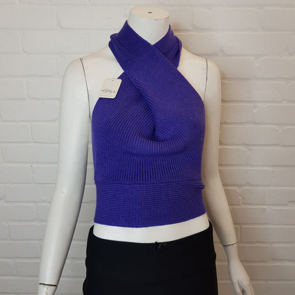 Tops - Free People Beach Orchid Convertible Tank Top Medium UK 12 Purple Knit Halter BN